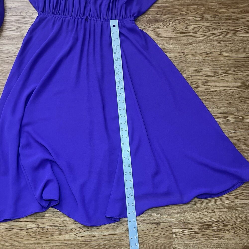 Vtg 80S Bernard New York V Neck Purple Chiffon Midi Dress Belted Retro Sz 10 - Picture 9 of 9